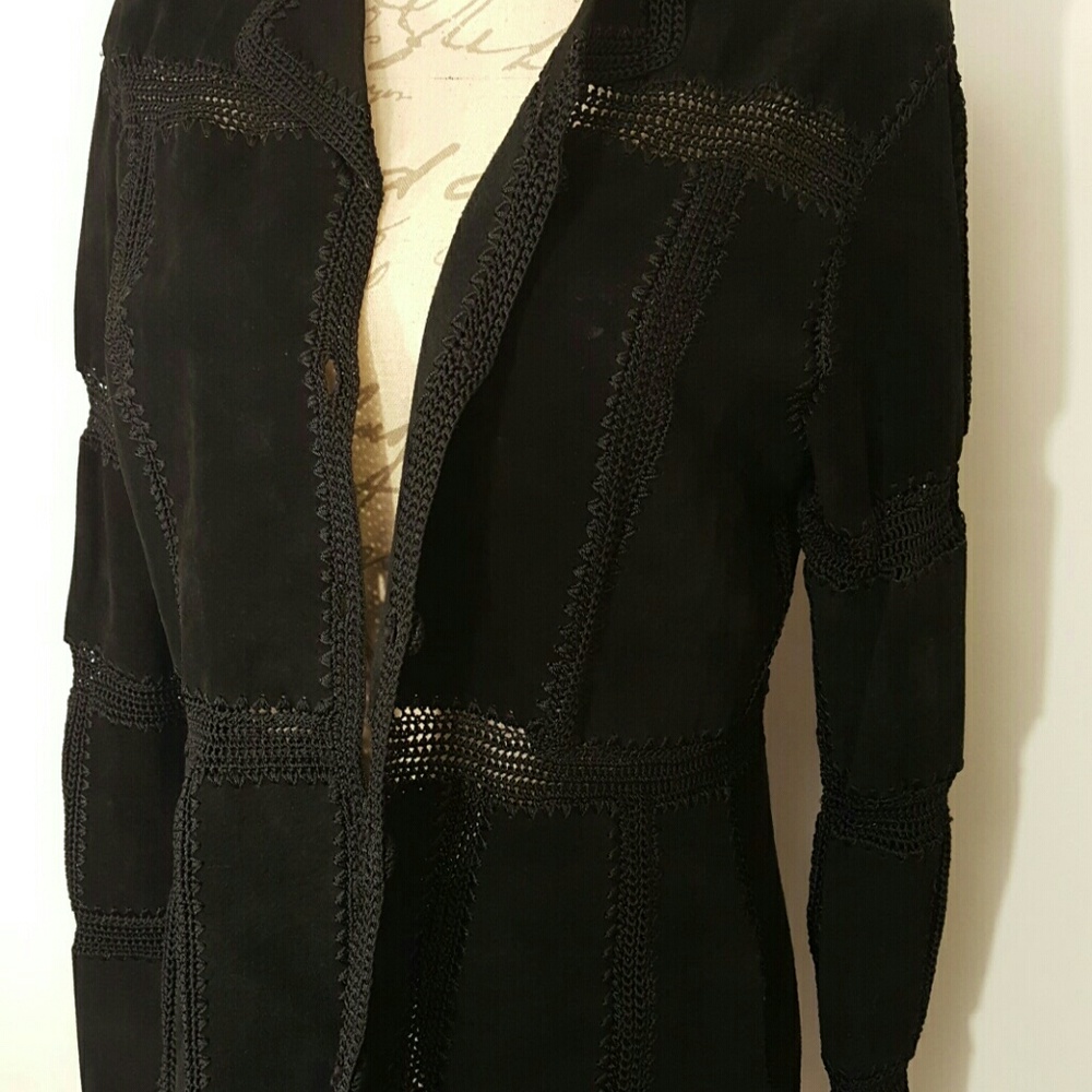 SMH Leather Rayon M Boho Festival Black Jacket